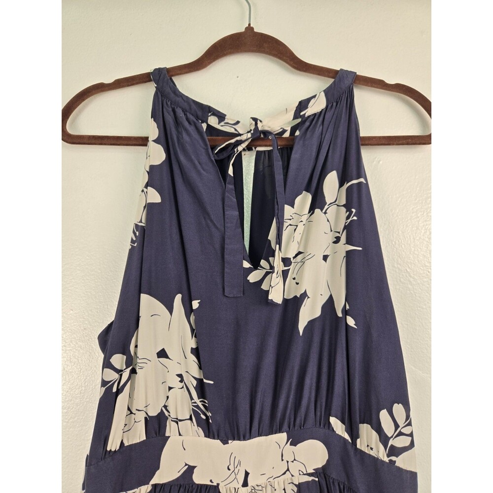 Boden Icons Agnes Dress Navy Floral Halter Midi Keyhole Size US 12 UK 16 Silk - Picture 5 of 13